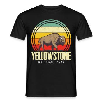 Yellowstone National Park Wyoming Camping Nature Wan - Men's T-Shirt - black - Front - AI Model Male 178 light (178cm)