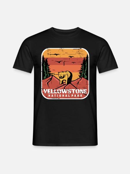 Yellowstone National Park Souvenir Grizzly Bear Wyomi - Men's T-Shirt - black