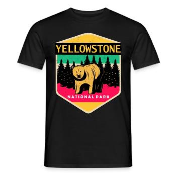 Yellowstone Souvenir National Park Grizzly Bear Wyomi - Men's T-Shirt - black - Front - AI Model Male 178 light (178cm)