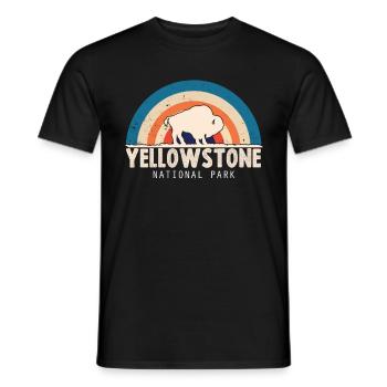 Yellowstone National Park Wyoming Buffalo Nature Wall - Men's T-Shirt - black - Front - AI Model Male 178 light (178cm)