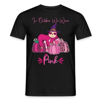 In October We Wear Pink Sloth Breast Cancer - Men's T-Shirt - black - Front - AI Model Male 178 light (178cm)