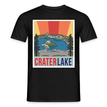 Crater Lake Mountains Oregon National Park Hiking Natu - Men's T-Shirt - black - Front - AI Model Male 178 light (178cm)