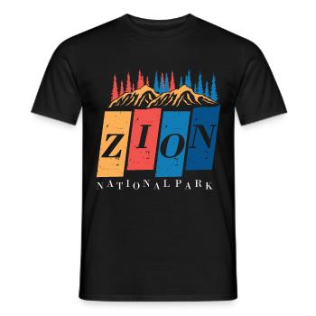 Zion National Park Souvenir Canyon Utah Hiking Cam - Men's T-Shirt - black - Front - AI Model Male 178 light (178cm)