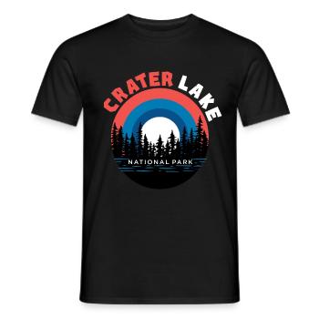 National Park Souvenir Crater Lake Mountain Hiking Nature - Men's T-Shirt - black - Front - AI Model Male 178 light (178cm)