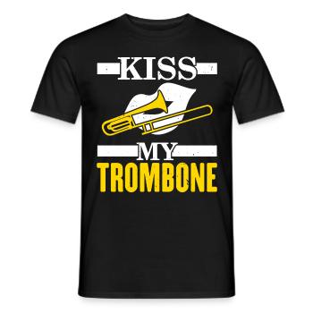 Kiss My Trombone Player Musician Trombonist - Men's T-Shirt - black - Front - AI Model Male 178 light (178cm)