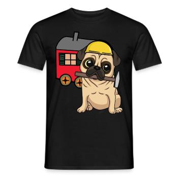 Construction Site Craftsman Dog Pug Construction Trailer Craft - Men's T-Shirt - black - Front - AI Model Male 178 light (178cm)