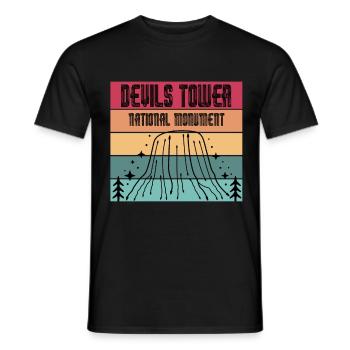 Devils Tower Wyoming National Monument Hiking Nature - Men's T-Shirt - black - Front - AI Model Male 178 light (178cm)