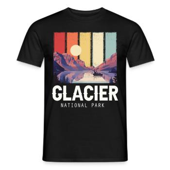 Glacier National Park Souvenir Montana Lac et Montagne - T-shirt homme - noir - Devant - AI Model Male 178 light (178cm)
