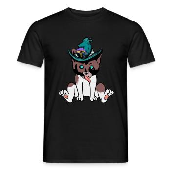 naughty cat wizard magic fantasy magic child - Men's T-Shirt - black - Front - AI Model Male 178 light (178cm)
