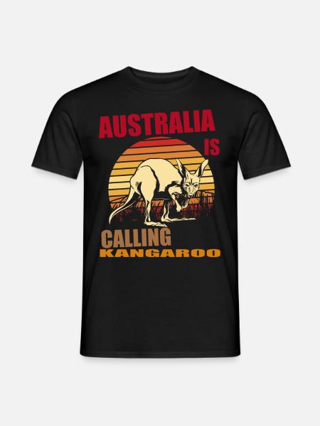 Känguru Retro Australien Calling Outback - Männer T-Shirt - Schwarz