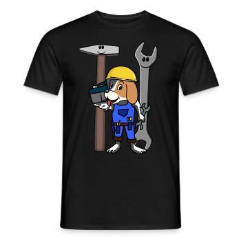 Chantier de construction Artisan Chien Outil Casque de sécurité Travail - T-shirt homme - noir - Devant - AI Model Male 178 light (178cm)