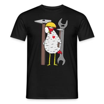 Baustelle Huhn Werkzeug Schutzhelm Bauherr Bauen - Männer T-Shirt - Schwarz - Vorne - AI Model Male 178 light (178cm)