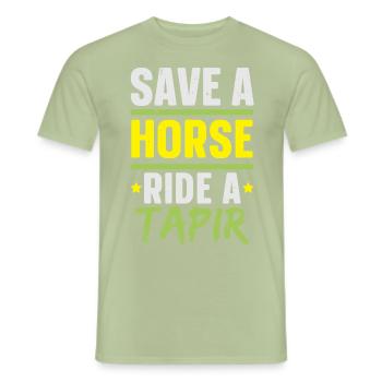 Rette ein Pferd Reite einen Tapir Tierpfleger - Männer T-Shirt - Sage - Vorne - AI Model Male 178 light (178cm)