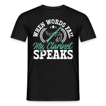Wenn die Worte versagen, spricht meine Klarinette - Männer T-Shirt - Schwarz - Vorne - AI Model Male 178 light (178cm)
