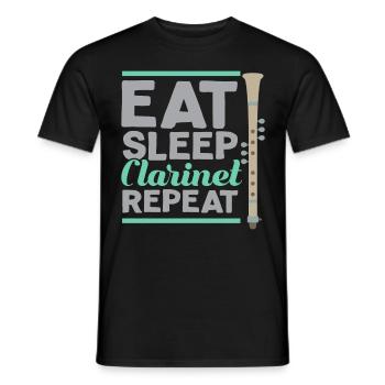 Eat Sleep Clarinet Repeat Klarinette Klarinettist - Men's T-Shirt - black - Front - AI Model Male 178 light (178cm)