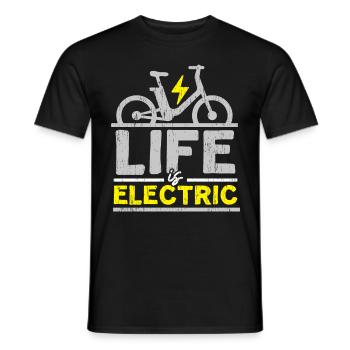 La vie est électrique E-Bike Electric Bike Rid - T-shirt homme - noir - Devant - AI Model Male 178 light (178cm)