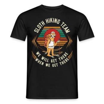 Retro Vintage Sloth Hiking Team We Will Get There - Men's T-Shirt - black - Front - AI Model Male 178 light (178cm)