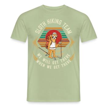 Retro Vintage Sloth Hiking Team We Will Get There - Men's T-Shirt - sage - Front - AI Model Male 178 light (178cm)