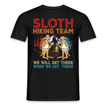 Funny Vintage Sloth Hiking Team We Will Get There - Men's T-Shirt - black - Front - AI Model Male 178 light (178cm)