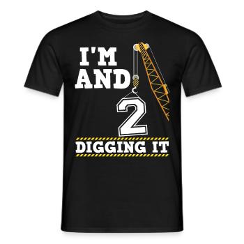 Im 2 And Digging It Boy 2 Year Old 2nd Birthday - Men's T-Shirt - black - Front - AI Model Male 178 light (178cm)