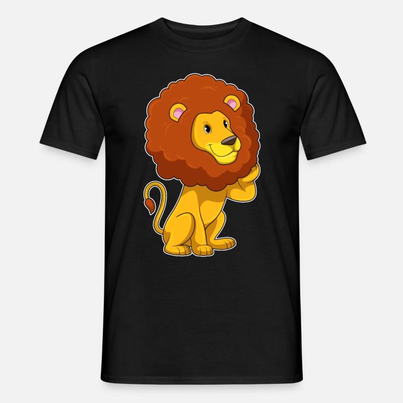 Löwe mit Locken - Männer T-Shirt - Schwarz