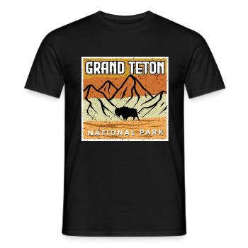 Montagnes du parc national de Grand Teton Buffalo Wyoming - T-shirt homme - noir - Devant - AI Model Male 178 light (178cm)
