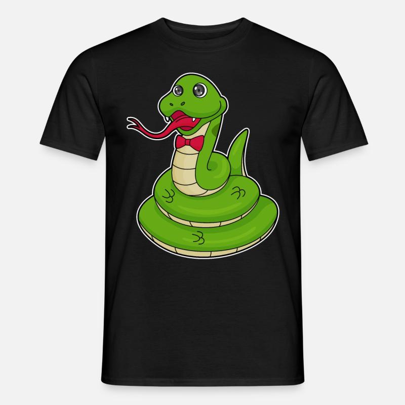 Schlange mit Schleife - Männer T-Shirt - Schwarz