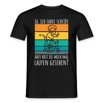 Rollstuhlfahrer Humor Spruch - Männer T-Shirt - Schwarz - Vorne - AI Model Male 178 light (178cm)