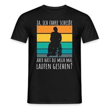Rollstuhlfahrer Humor Spruch - Männer T-Shirt - Schwarz - Vorne - AI Model Male 178 light (178cm)