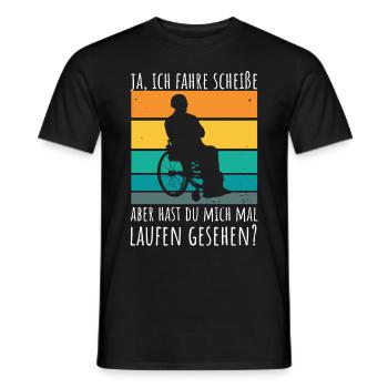 Rollstuhlfahrer Humor Spruch - Männer T-Shirt - Schwarz - Vorne - AI Model Male 178 light (178cm)