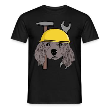 Tête de chien Casque de sécurité de chien Chantier de construction Enfant commercial - T-shirt homme - noir - Devant - AI Model Male 178 light (178cm)