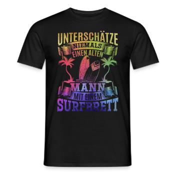 Unterschätze niemals einen alten Mann mit einem - Männer T-Shirt - Schwarz - Vorne - AI Model Male 178 light (178cm)