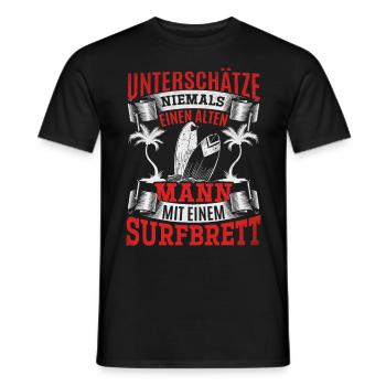 Unterschätze niemals einen alten Mann mit einem - Männer T-Shirt - Schwarz - Vorne - AI Model Male 178 light (178cm)
