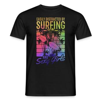 Surfer lässt sich leicht vom Surfen und sexy - Männer T-Shirt - Schwarz - Vorne - AI Model Male 178 light (178cm)
