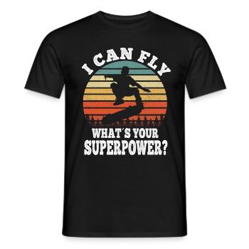 Skateboard I Can Fly Quel est votre superpouvoir? - T-shirt homme - noir - Devant - AI Model Male 178 light (178cm)