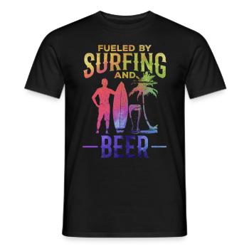 Wassersurfer angetrieben durch Surfen und Bier - Männer T-Shirt - Schwarz - Vorne - AI Model Male 178 light (178cm)
