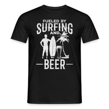 Surfer angetrieben durch Surfen und Bier Lustiger - Männer T-Shirt - Schwarz - Vorne - AI Model Male 178 light (178cm)