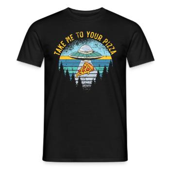 Take me to your pizza Italian food - Men's T-Shirt - black - Front - AI Model Male 178 light (178cm)