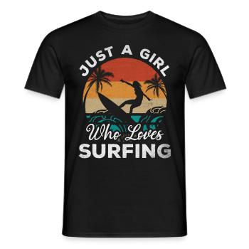 Surfing Girl - Just a girl who loves to surf - - Men's T-Shirt - black - Front - AI Model Male 178 light (178cm)
