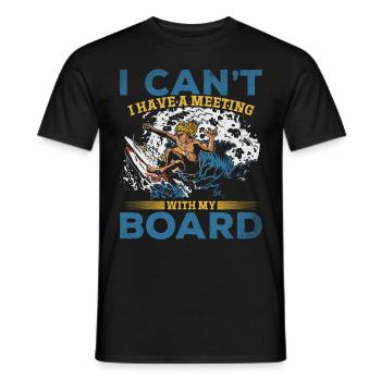 Surfen Ich kann nicht Ich habe ein Meeting mit - Männer T-Shirt - Schwarz - Vorne - AI Model Male 178 light (178cm)