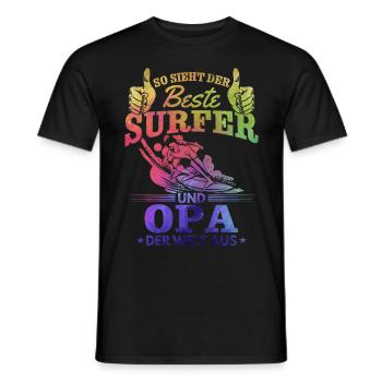 So sieht der beste Surfer und Opa der Welt aus - - Männer T-Shirt - Schwarz - Vorne - AI Model Male 178 light (178cm)