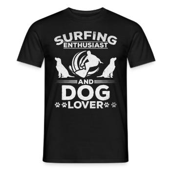 Surf enthusiast and dog lover I Water surfer - Men's T-Shirt - black - Front - AI Model Male 178 light (178cm)