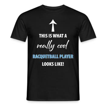 this is what a really cool RACQUETBALL player look - Men's T-Shirt - black - Front - AI Model Male 178 light (178cm)