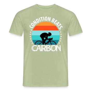 L’état bat le carbone - T-shirt homme - vert sauge - Devant - AI Model Male 178 light (178cm)