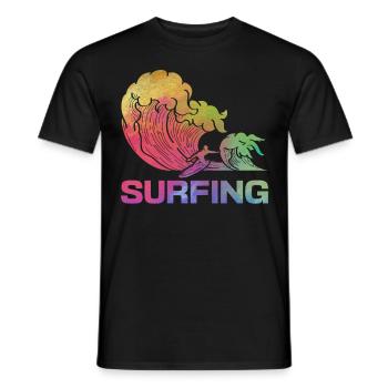 Surfing Water Surfing Surfboard Surfer Wave - Men's T-Shirt - black - Front - AI Model Male 178 light (178cm)