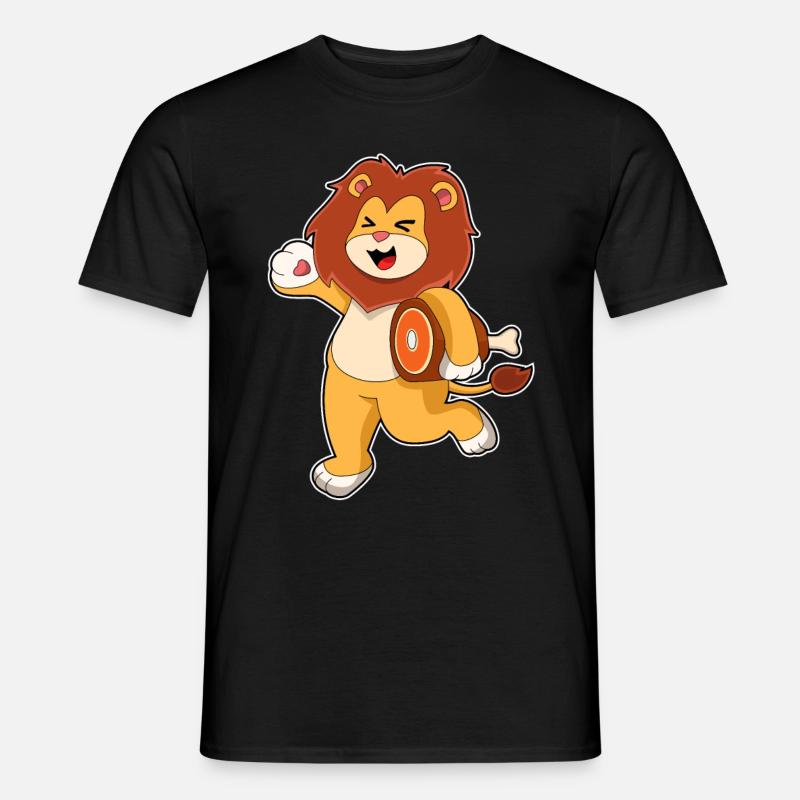 Löwe mit Fleisch - Männer T-Shirt - Schwarz