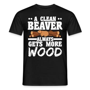 Un castor propre devient de plus en plus animal de bois - T-shirt homme - noir - Devant - AI Model Male 178 light (178cm)