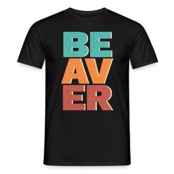 Retro Beaver Wildlife Animal Canada Dam Rodent - Men's T-Shirt - black - Front - AI Model Male 178 light (178cm)