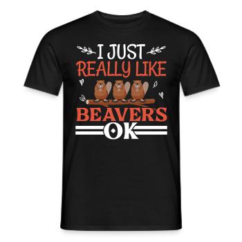 Ich mag Biber einfach sehr gerne Ok Wildtier Biber - Männer T-Shirt - Schwarz - Vorne - AI Model Male 178 light (178cm)