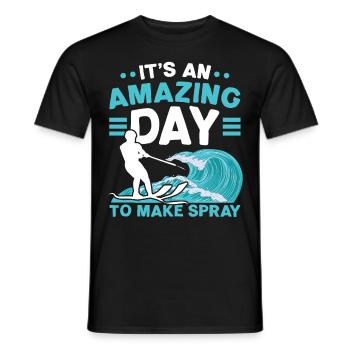 It's an amazing day to spray water ski z - Men's T-Shirt - black - Front - AI Model Male 178 light (178cm)